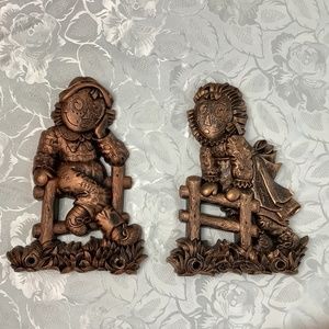 1977 Vtg  Raggedy Ann & Andy Wall Plaques Coppercraft Style
